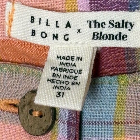 Billabong Multicolor Plaid Women's Capris - Picture 3 of 12